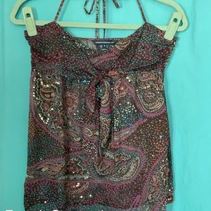 French Connection Sheer sequin floral pattern top